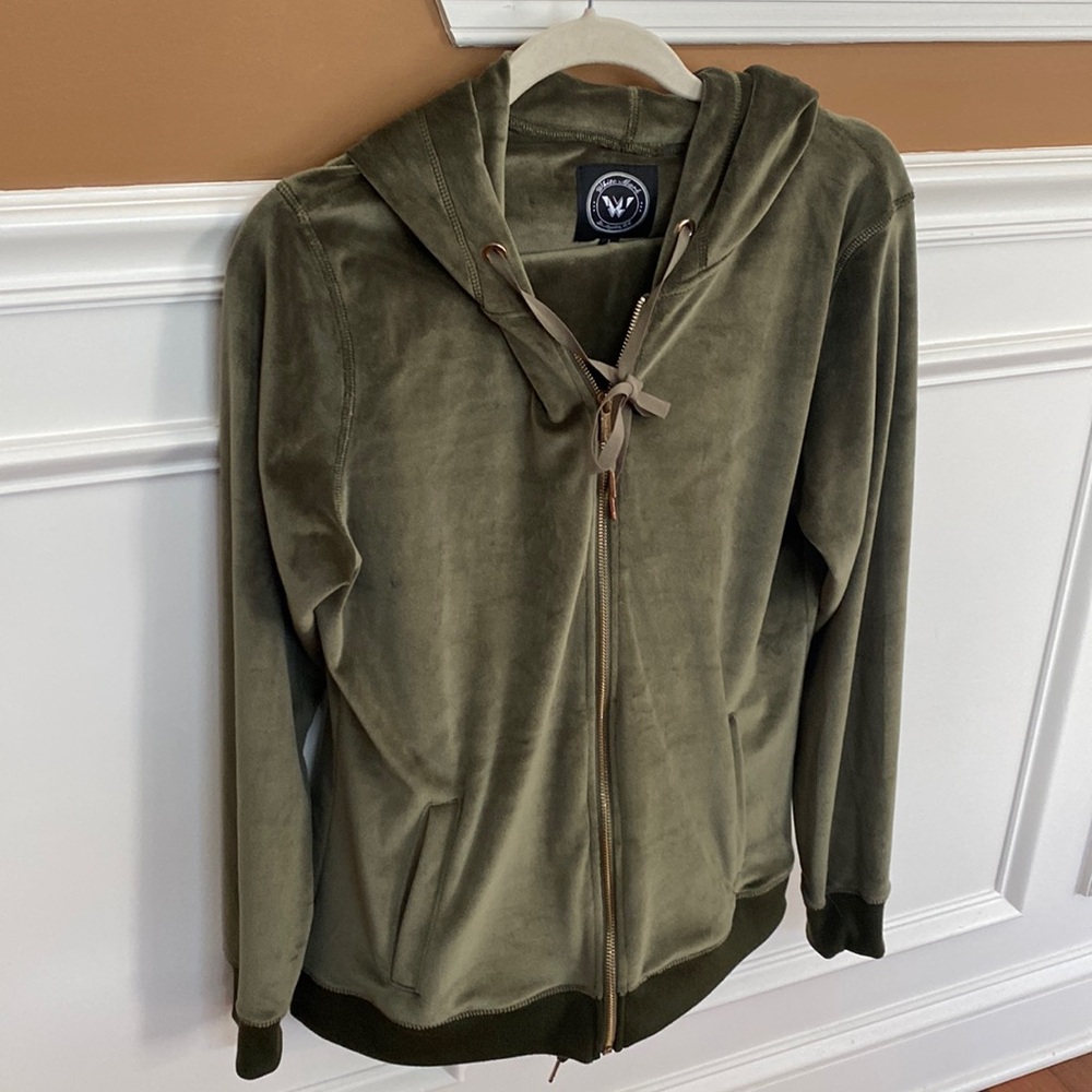 White Mark 2 Piece Womens Plush Green Zip Tracksuit Sz L Velour Soft LIKE NEW - Picture 3 of 17